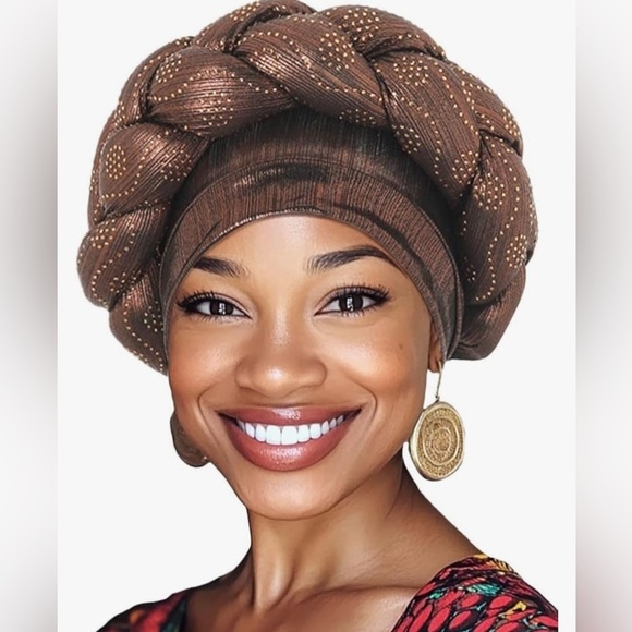 Unbranded Accessories - Brown Braided Headwrap with Gold Accents